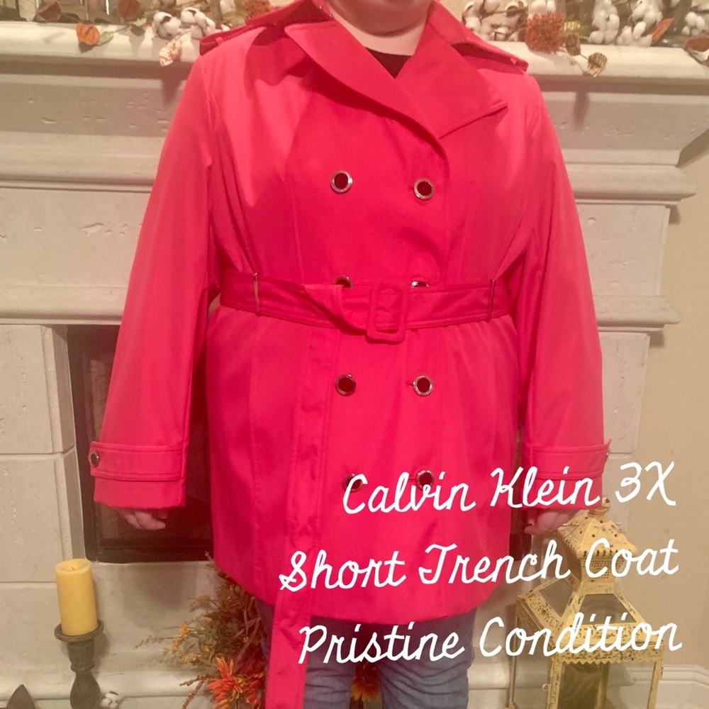 Calvin Klein 3X Hot Pink Short Trench Coat